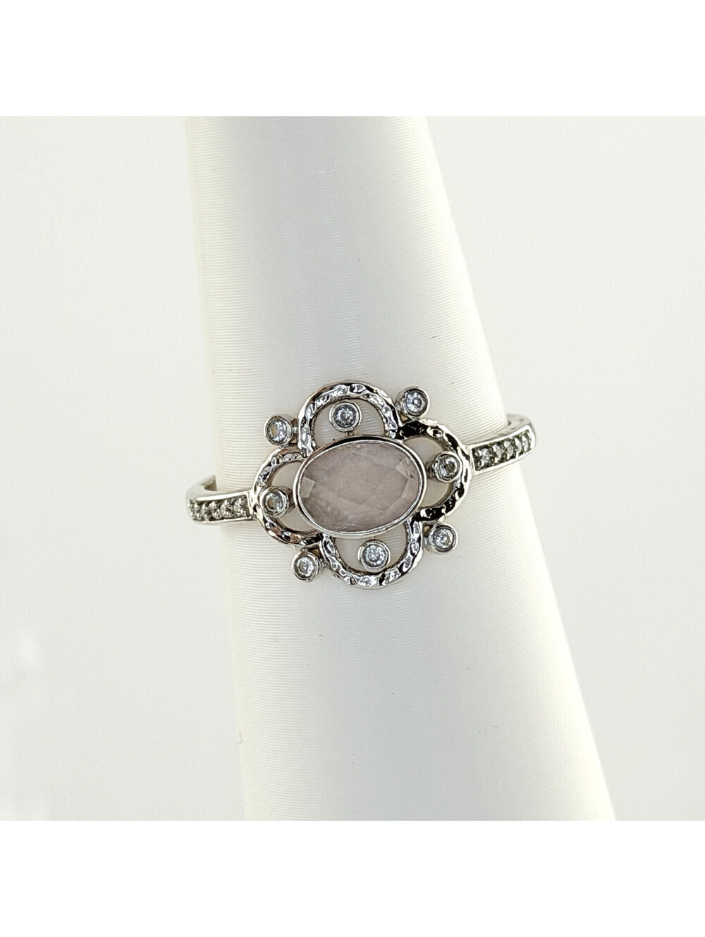 Bomb Party Sz 10 "Follow Your Dreams" Genuine Pink Quartz Rhodium RBP2850 RETRO